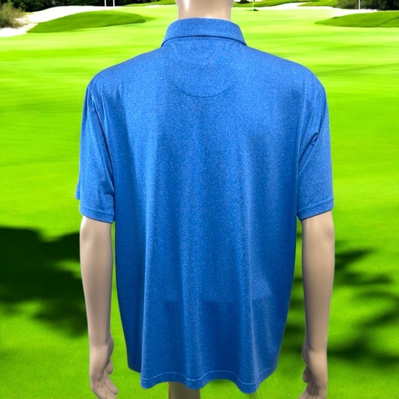 Jack Nicklaus Men’s Blue Horizon Striped Color Block Polo Golf Shirt - Picture 9 of 16
